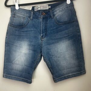 The Academy Brand 98% Cotton Washed Denim 5 Pocket Design Shorts NWT Size 30